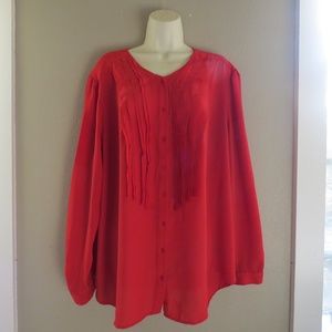Dex Red Blouse with Ruffles Sz 3x